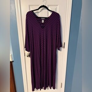 Catherines Navy and Magenta Striped Dress